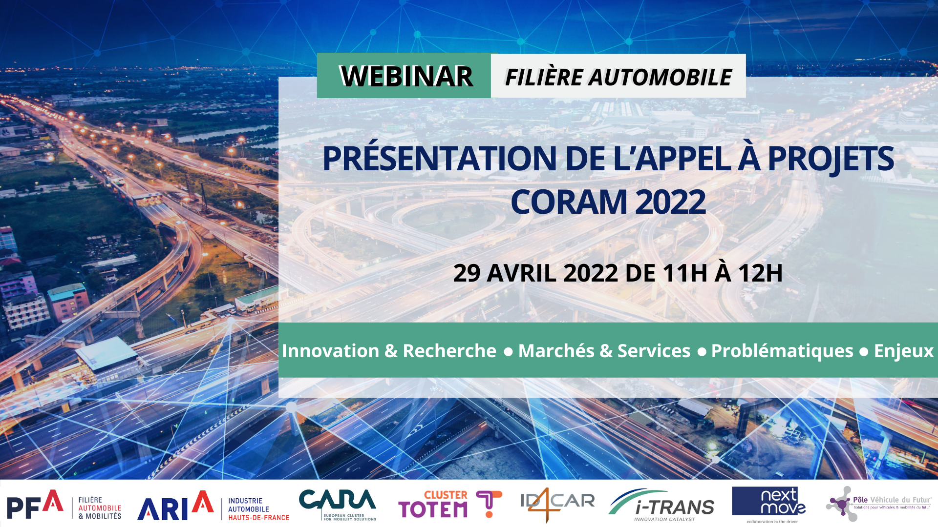 Webinar des filières automobiles et mobilités :  Présentation de l’appel à projets CORAM 2022